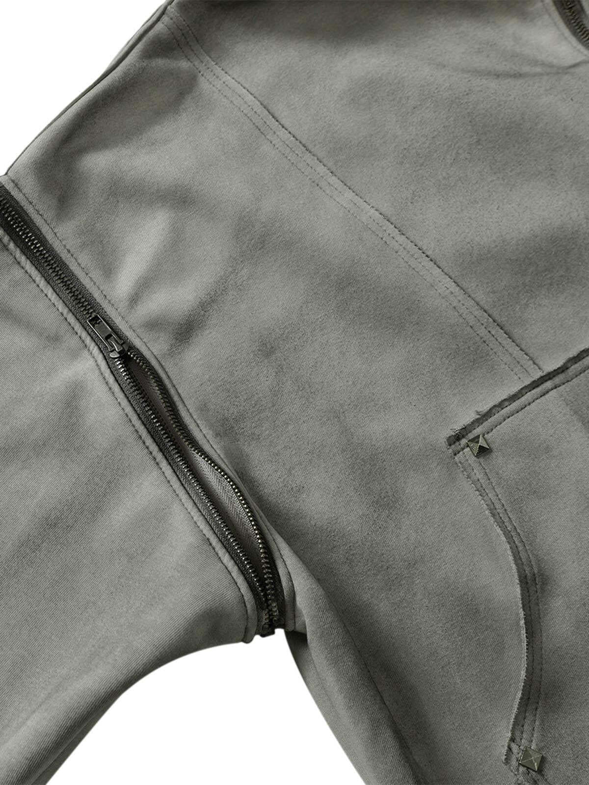 Concert Outfit Street Washed Distressed Stitching Rivet Hooded Jacket Concert Outfit Street Washed Distressed Stitching Rivet Hooded Jacket