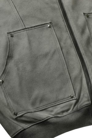 Concert Outfit Street Washed Distressed Stitching Rivet Hooded Jacket