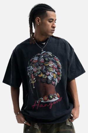 Concert Outfit Street Washed Portrait Print T-Shirt