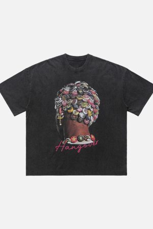 Concert Outfit Street Washed Portrait Print T-Shirt