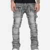 Concert Outfit Stretch Patch Layered Bootcut Stacked Jeans