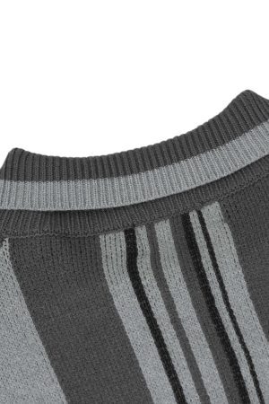 Concert Outfit Striped Embroidered Knit Polo Sweater