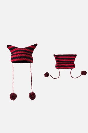 Concert Outfit Striped Little Devil Cat Ear Hat
