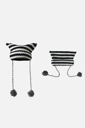 Concert Outfit Striped Little Devil Cat Ear Hat