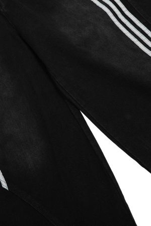 Concert Outfit Striped Stitching Barrel Jeans