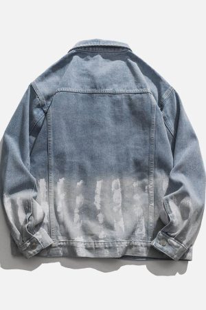 Concert Outfit Striped Washed Ombré Denim Jacket