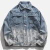 Concert Outfit Striped Washed Ombré Denim Jacket