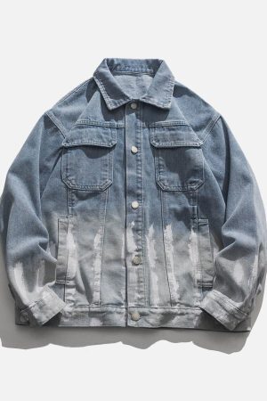 Concert Outfit Striped Washed Ombré Denim Jacket