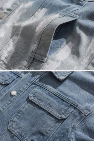 Concert Outfit Striped Washed Ombré Denim Jacket