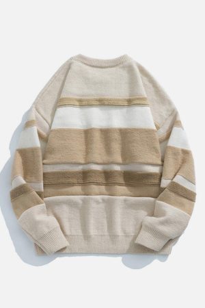 Concert Outfit Stripes Splicing Sweater