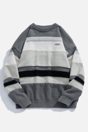 Concert Outfit Stripes Splicing Sweater