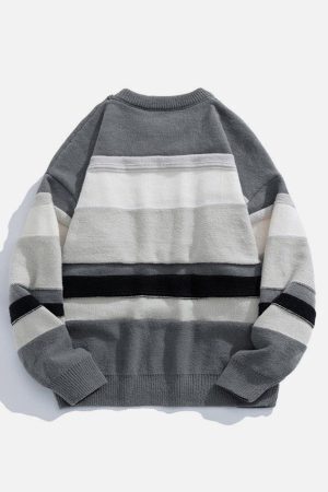 Concert Outfit Stripes Splicing Sweater