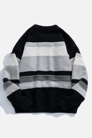 Concert Outfit Stripes Splicing Sweater