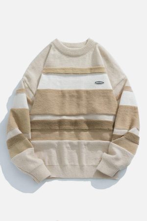 Concert Outfit Stripes Splicing Sweater