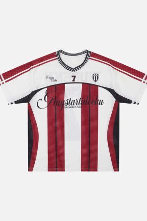 Concert Outfit Stylish Striped Sports Jersey T-Shirt