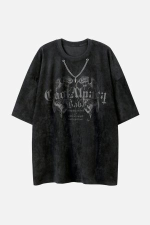 Concert Outfit Suede Angel Print Tee