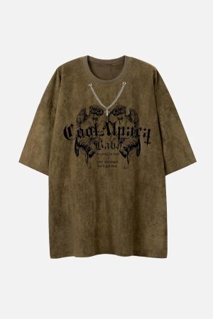 Concert Outfit Suede Angel Print Tee