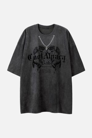 Concert Outfit Suede Angel Print Tee