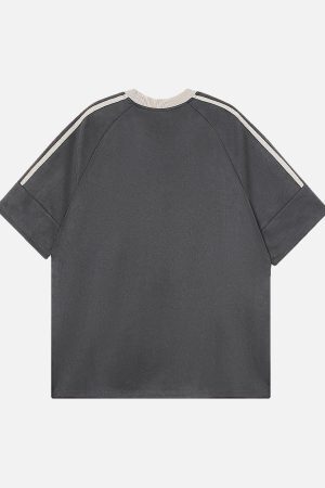 Concert Outfit Suede Contrast Color Spliced Letter Embroidery Oversize T-Shirt