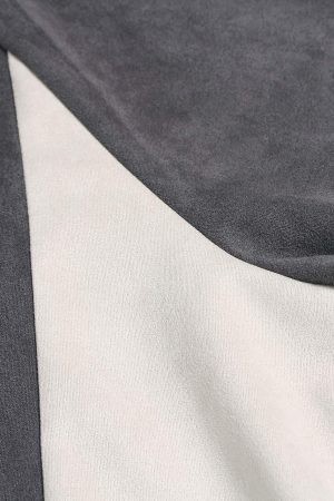 Concert Outfit Suede Contrast Color Spliced Letter Embroidery Oversize T-Shirt