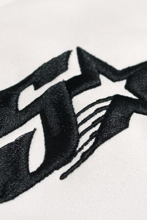 Concert Outfit Suede Contrast Stripe Embroidered Long SleeveT-Shirt