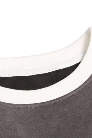 Concert Outfit Suede Contrast Stripe Embroidered Long SleeveT-Shirt