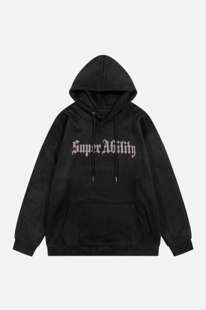 Concert Outfit Suede Cross Print Hoodie