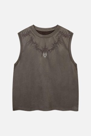 Concert Outfit Suede Thorn Embroidered Vest