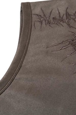 Concert Outfit Suede Thorn Embroidered Vest