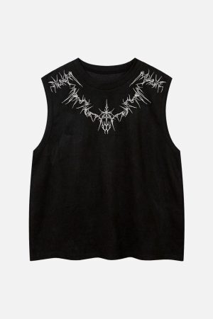 Concert Outfit Suede Thorn Embroidered Vest