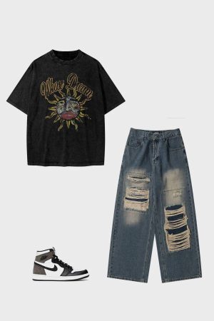 Concert Outfit Sun Doodle Print Tee