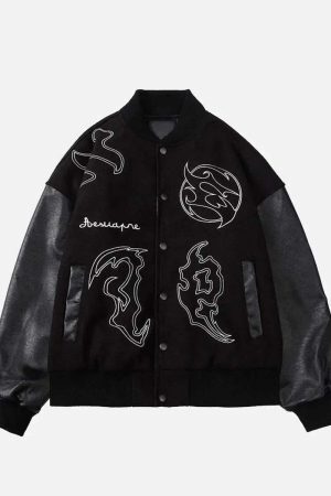 Concert Outfit Symbol Embroidery PU Leather Racing Jacket