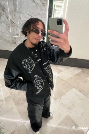 Concert Outfit Symbol Embroidery PU Leather Racing Jacket