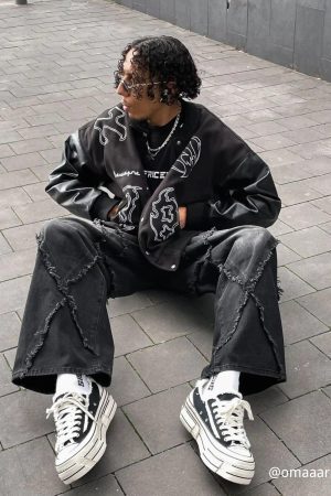 Concert Outfit Symbol Embroidery PU Leather Racing Jacket