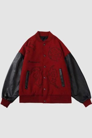 Concert Outfit Symbol Embroidery PU Leather Racing Jacket