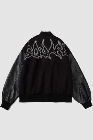 Concert Outfit Symbol Embroidery PU Leather Racing Jacket