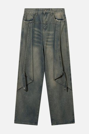 Concert Outfit Symmetrical Panel Button-Down Jeans