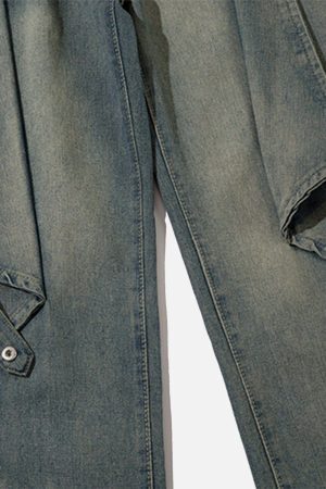 Concert Outfit Symmetrical Panel Button-Down Jeans