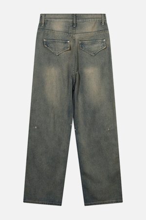 Concert Outfit Symmetrical Panel Button-Down Jeans