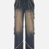 Concert Outfit Symmetrical Raw Edge Straight-Leg Jeans