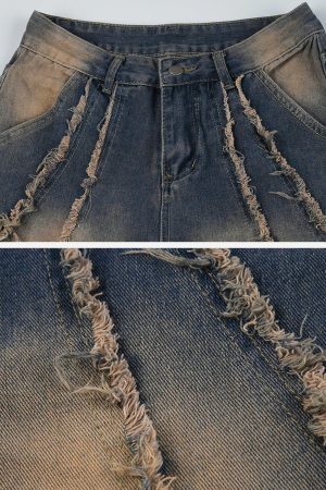 Concert Outfit Symmetrical Raw Edge Straight-Leg Jeans