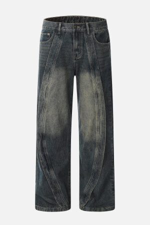 Concert Outfit Symmetrical Washed Jeans
