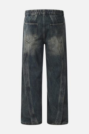 Concert Outfit Symmetrical Washed Jeans