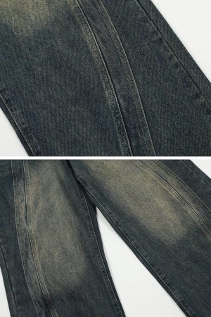 Concert Outfit Symmetrical Washed Jeans