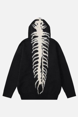 Concert Outfit Tailbone Pattern Jacquard Sweater Hoodie