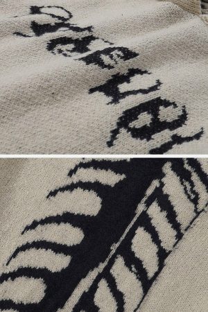 Concert Outfit Tailbone Pattern Jacquard Sweater Hoodie