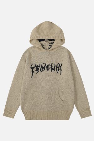 Concert Outfit Tailbone Pattern Jacquard Sweater Hoodie
