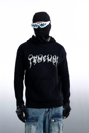 Concert Outfit Tailbone Pattern Jacquard Sweater Hoodie