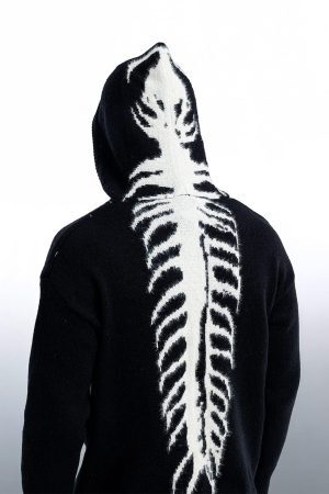 Concert Outfit Tailbone Pattern Jacquard Sweater Hoodie