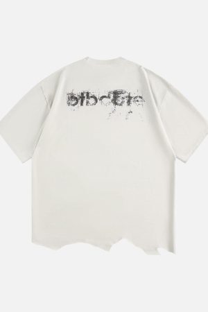 Concert Outfit Tattered Design Printed T-Shirt